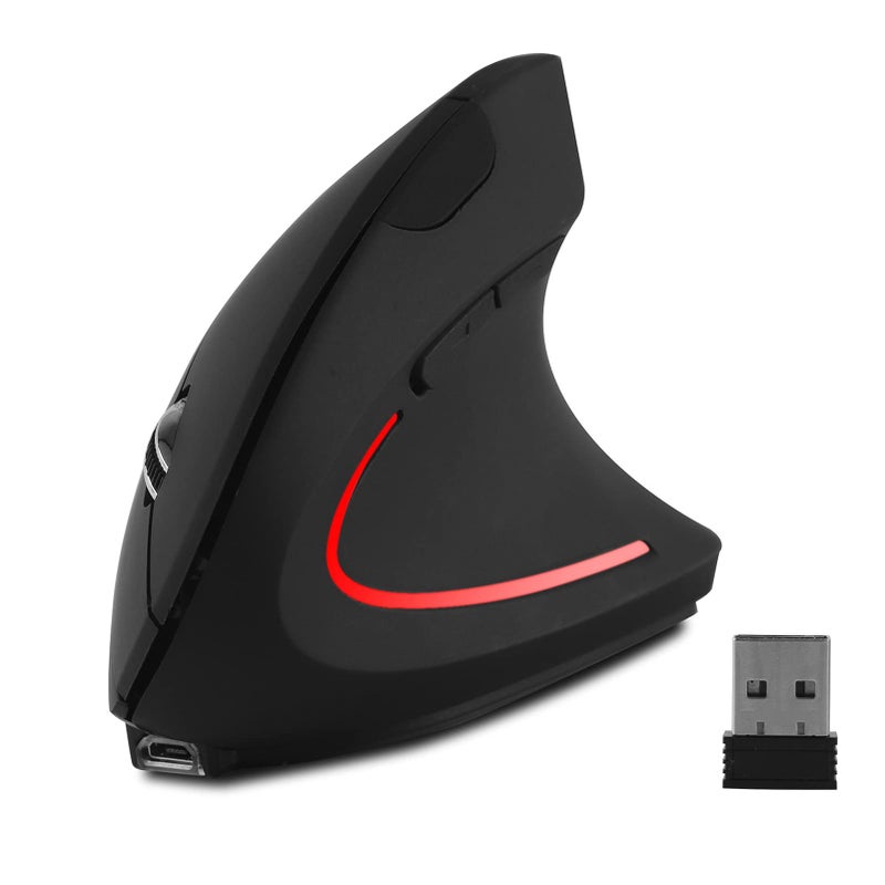 Sunffice Ergonomic Vertical Wireless Mouse, Rechargeable 2.4GHz Optical Mice 800/1200/1600 6 Buttons for Laptop, PC, Computer, Desktop, Notebook - Image 1